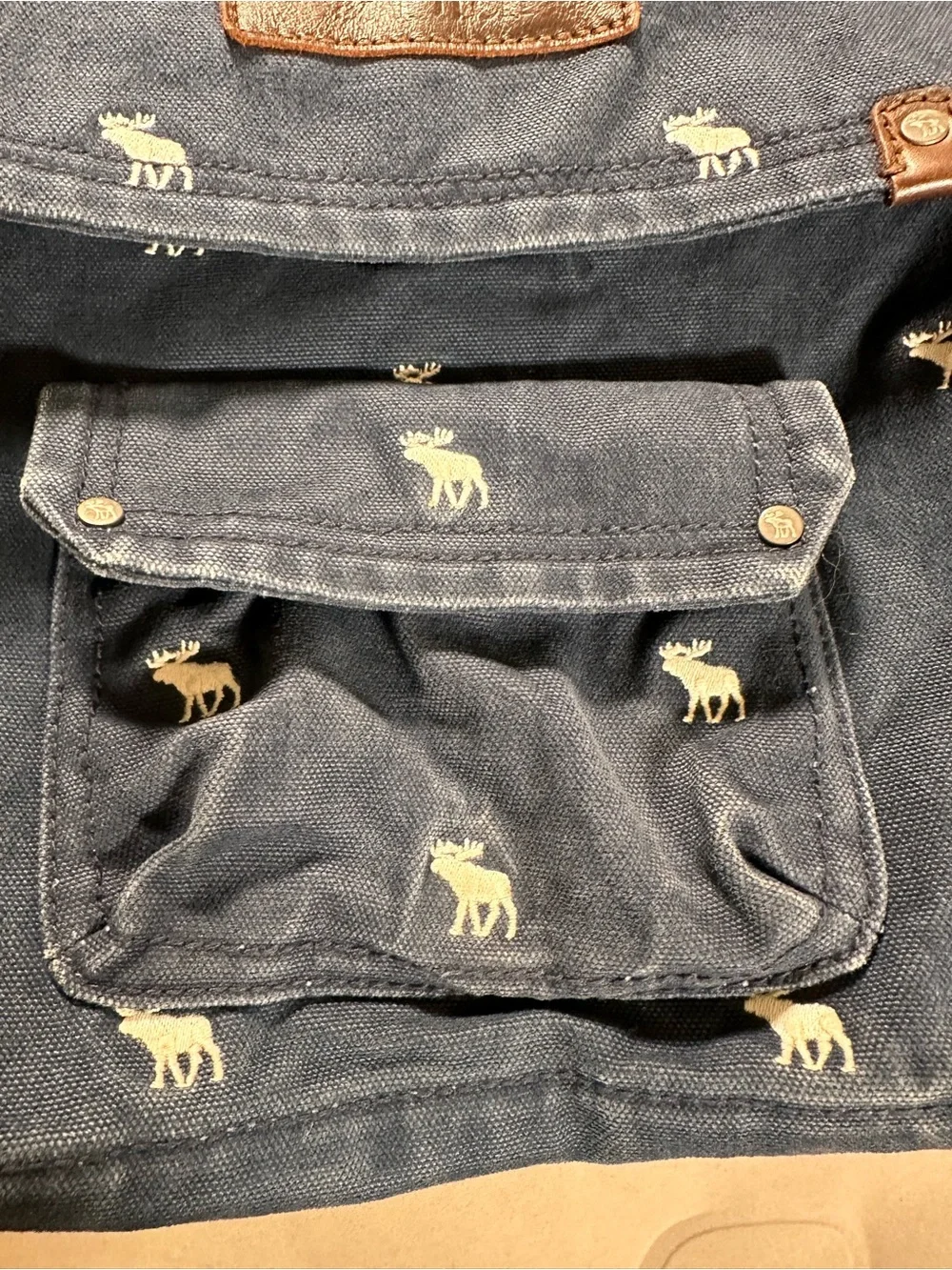 Abercrombie & Fitch Navy Blue Canvas Vintage Retro Messenger Sling Bag Y2K 2000s
